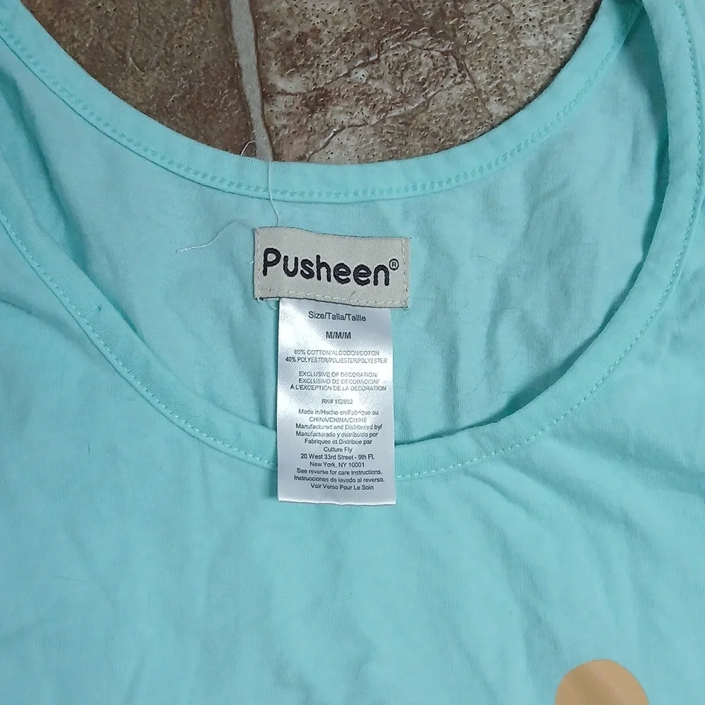 NWT Pusheen Aqua and Cream Beach Scene Womens Tank Top Size Med - Picture 2 of 6